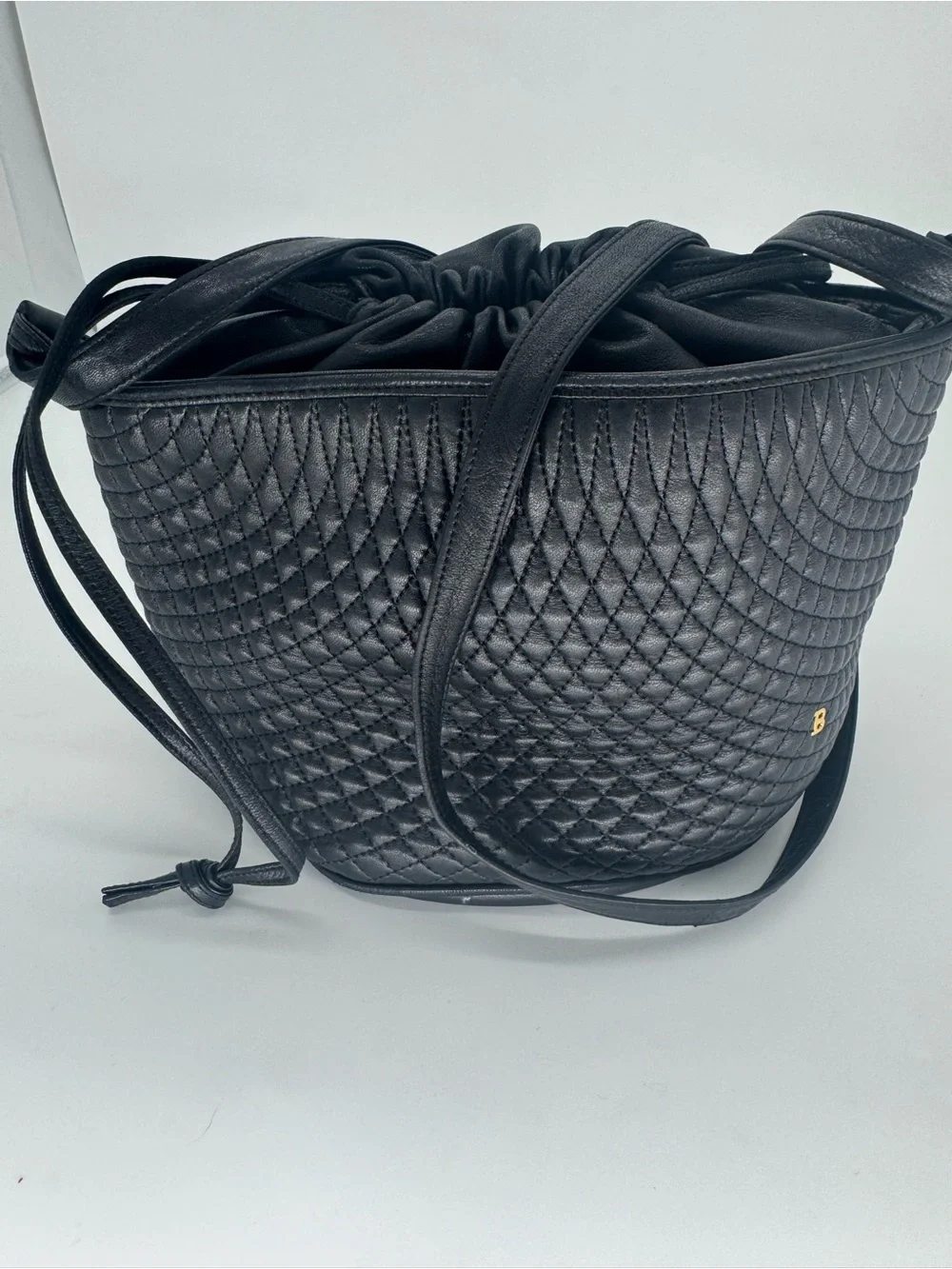 Bally Bucket Bag Quilted Lambskin Leather Crossbody Italy
